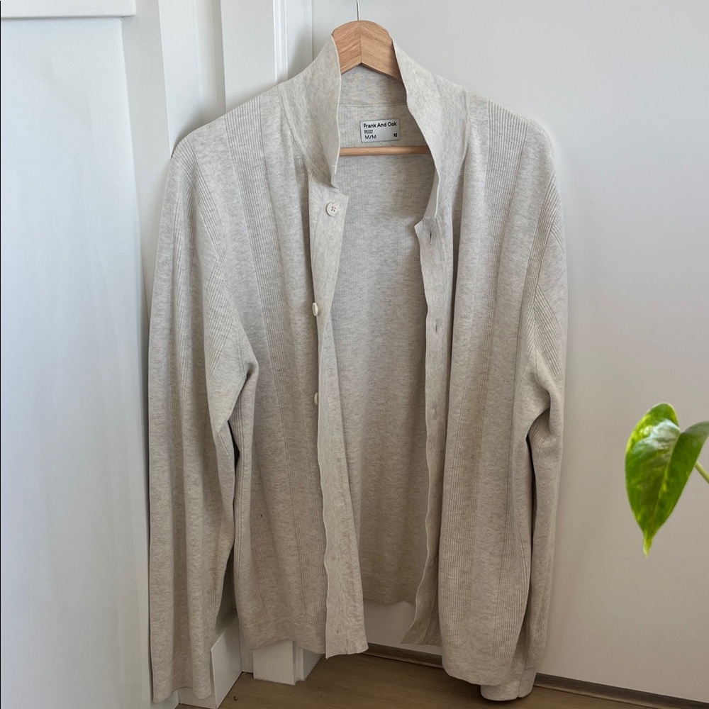 Frank & Oak Cream Men's Button-Up Cardigan